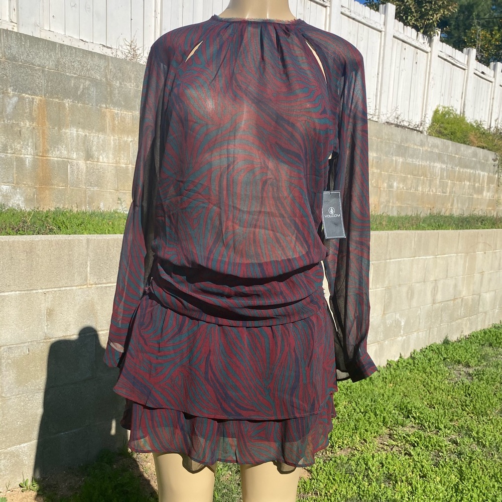 Volcom Sheer Multicolor Mini Dress